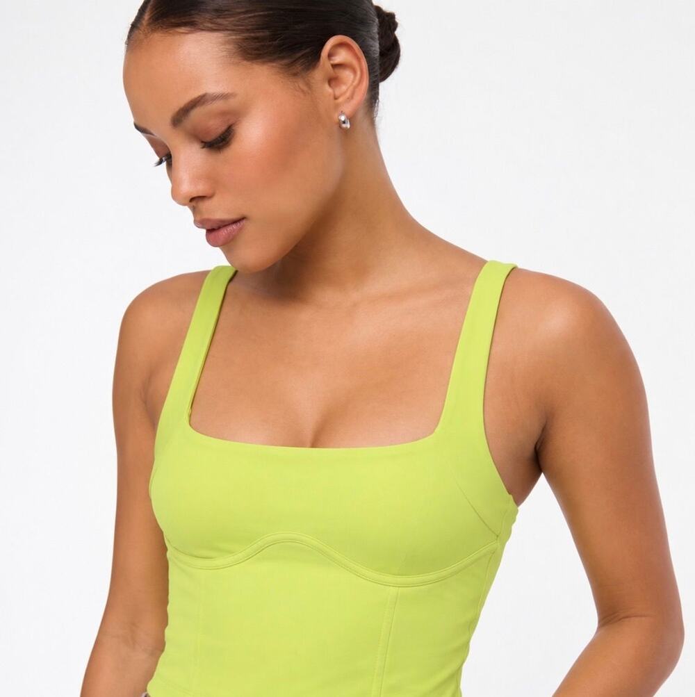 Abercrombie YPB SculptLUX Square Neck Tank Lime Green XS